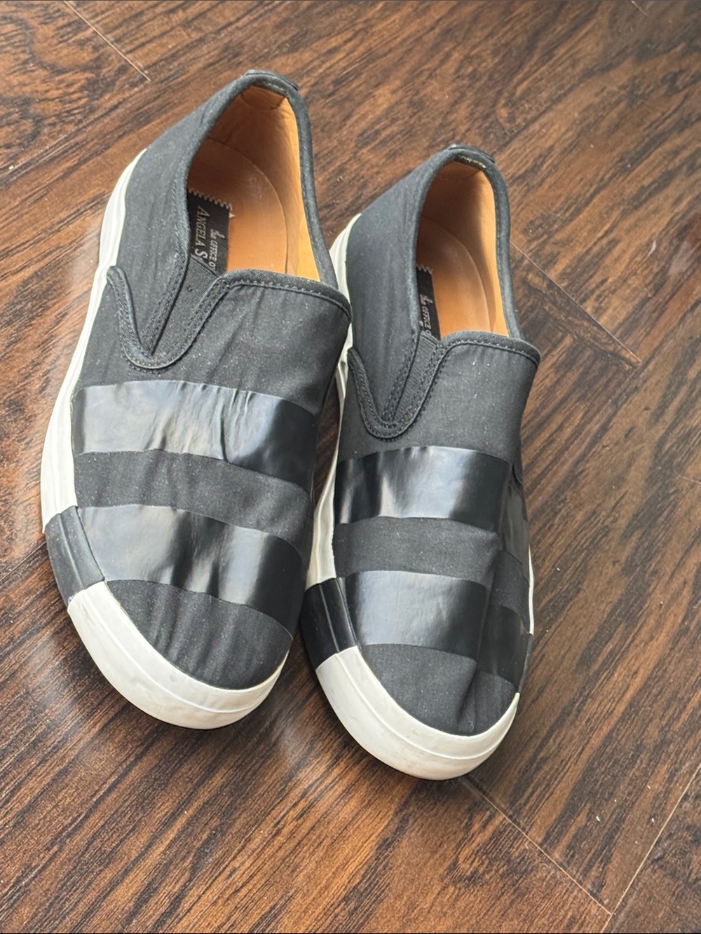 Women's Black Slip-On Stripe Sneakers